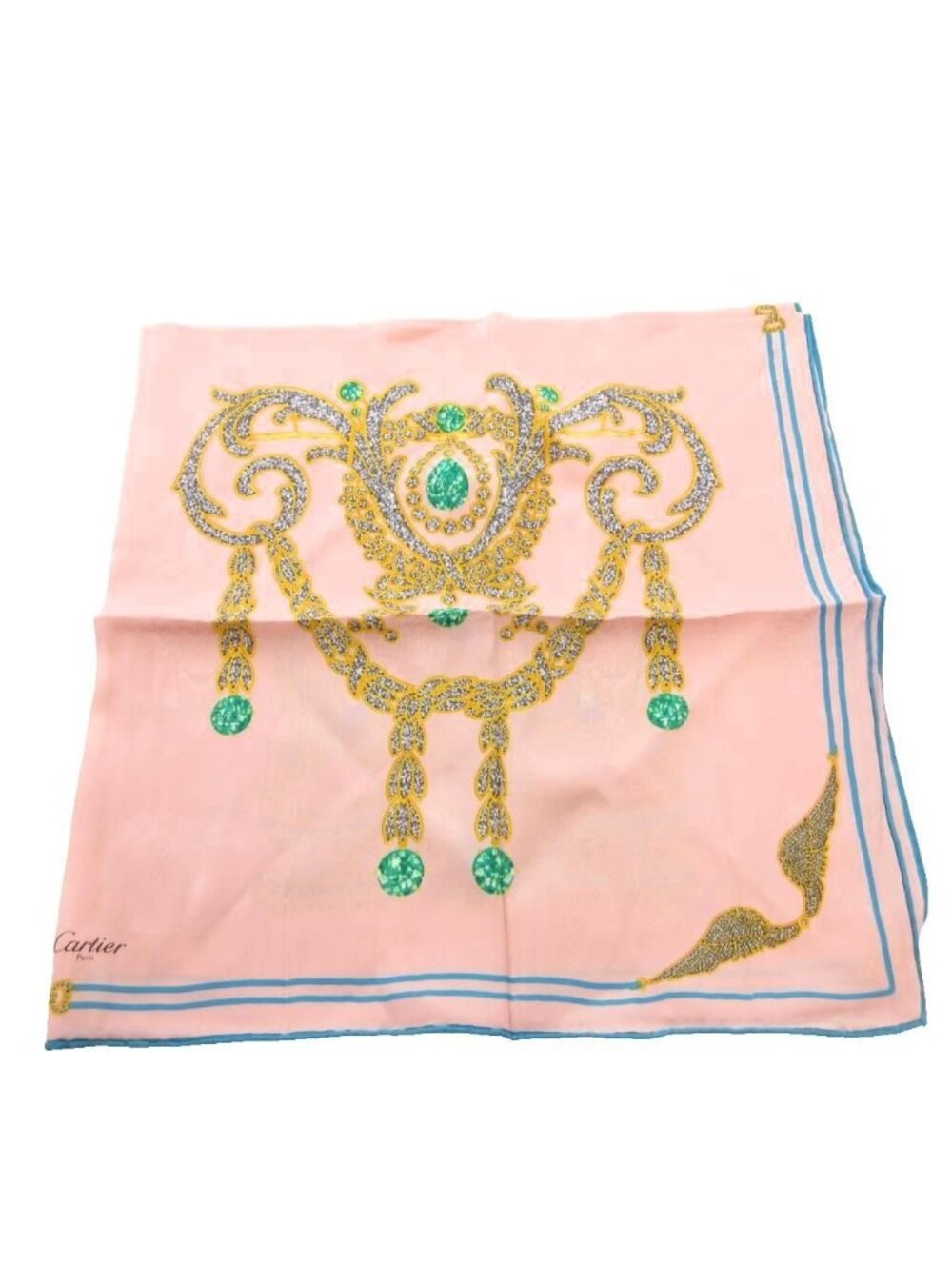 Cartier Scarf Logo All Over Print Silk Pink